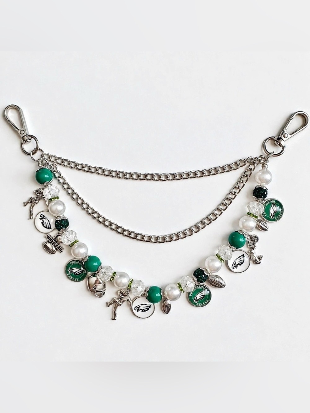 Philadelphia Eagles Charm Bag Chain Green & White